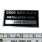 Sign,Code Data Tag- ASME A17.1