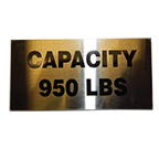 Capacity Plate, 950 LBS S.S.