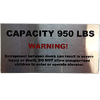 Capacity Plate, 950 LBS w/