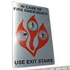 Sign, Stainless Steel Fire Exit Stairs