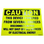 SIGN "CAUTION THIS DEVICE POWERED..."