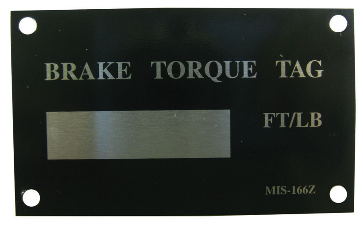 ~Sign, Brake Torque Tag FT/LB
