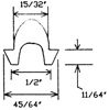ASTRAGAL, FITS 7/16" GROOVE, 1