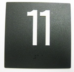 BRAILLE #11, 4"X4",BLK W/ WHIT