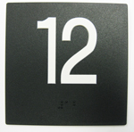BRAILLE #12, 4"X4",BLK W/