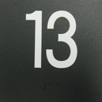 BRAILLE #13, 4"X4",BLK W/