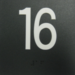 BRAILLE #16, 4"X4",BLK W/