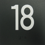 BRAILLE #18, 4"X4",BLK W/