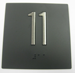 BRAILLE #11,4"X4",BLK W/ SS MA