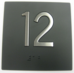 BRAILLE #12 4X4"BLK W/ SS MARK