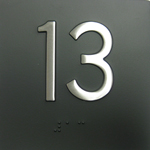 BRAILLE #13 4X4"BLK W/ SS MARK