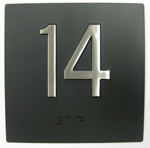 BRAILLE #14 4X4"BLK W/ SS MARK