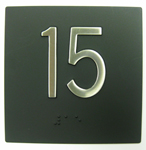 BRAILLE #15 4X4"BLK W/ SS MARK
