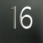 BRAILLE #16 4X4"BLK W/ SS MARK