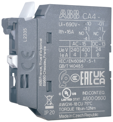 ~ABB STYLE CONTACT, AUX. N.C. #35-75-BCLF