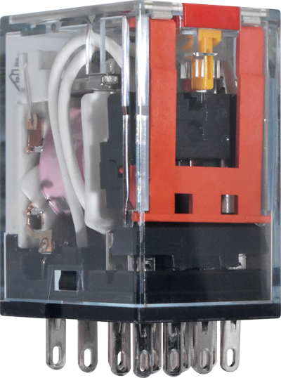 RELAY 4PDT,120VAC 5A, BUTTON &