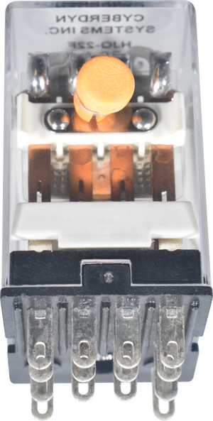 4PDT RELAY,12VDC,BIFURC.,PUSH-