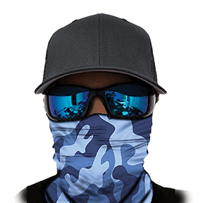 Mask, Face Buff, Blue/Black/Grey Camo
